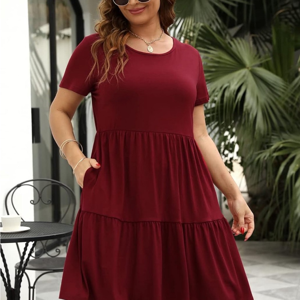 NWT Nemidor Women's Short Sleeve Plus Size Plain T-Shirt dress SZ 18 - Picture 3 of 10